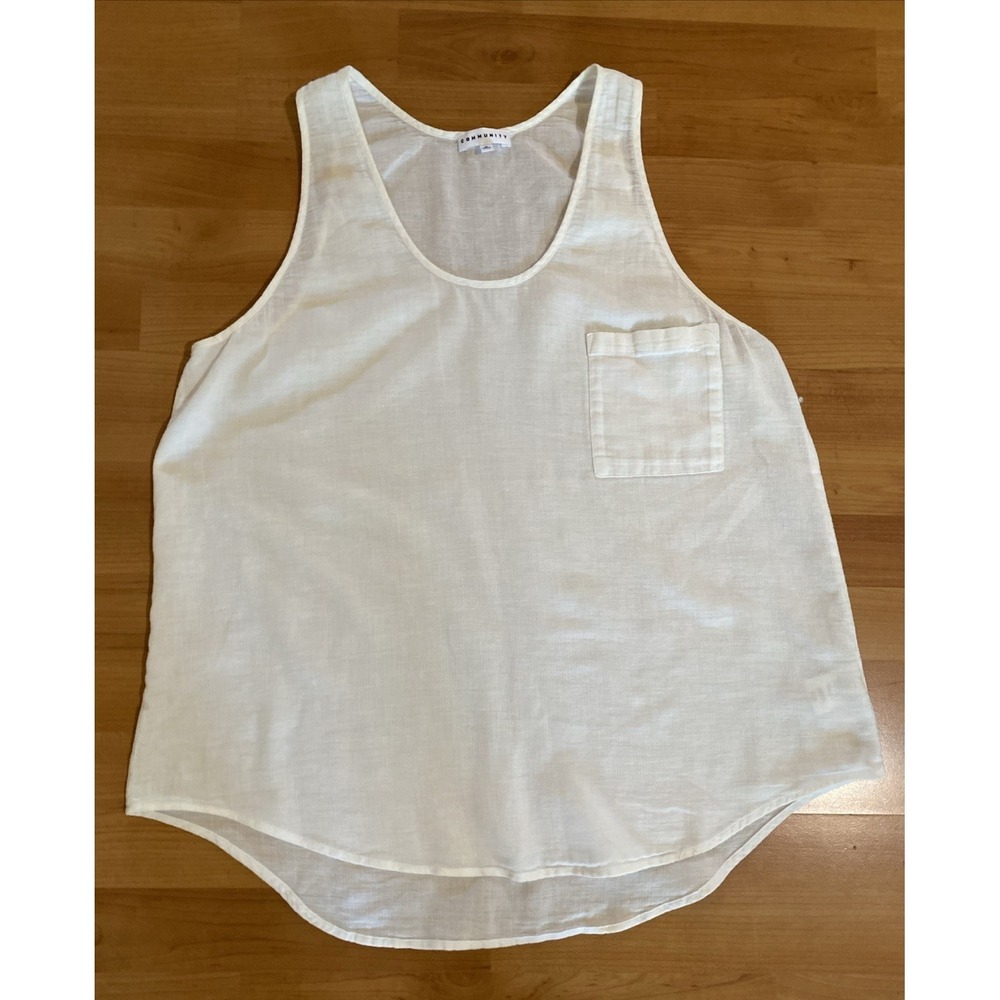 Aritzia Community Linen Cotton Sleeveless Tank Top Shirt Pullover White Size M